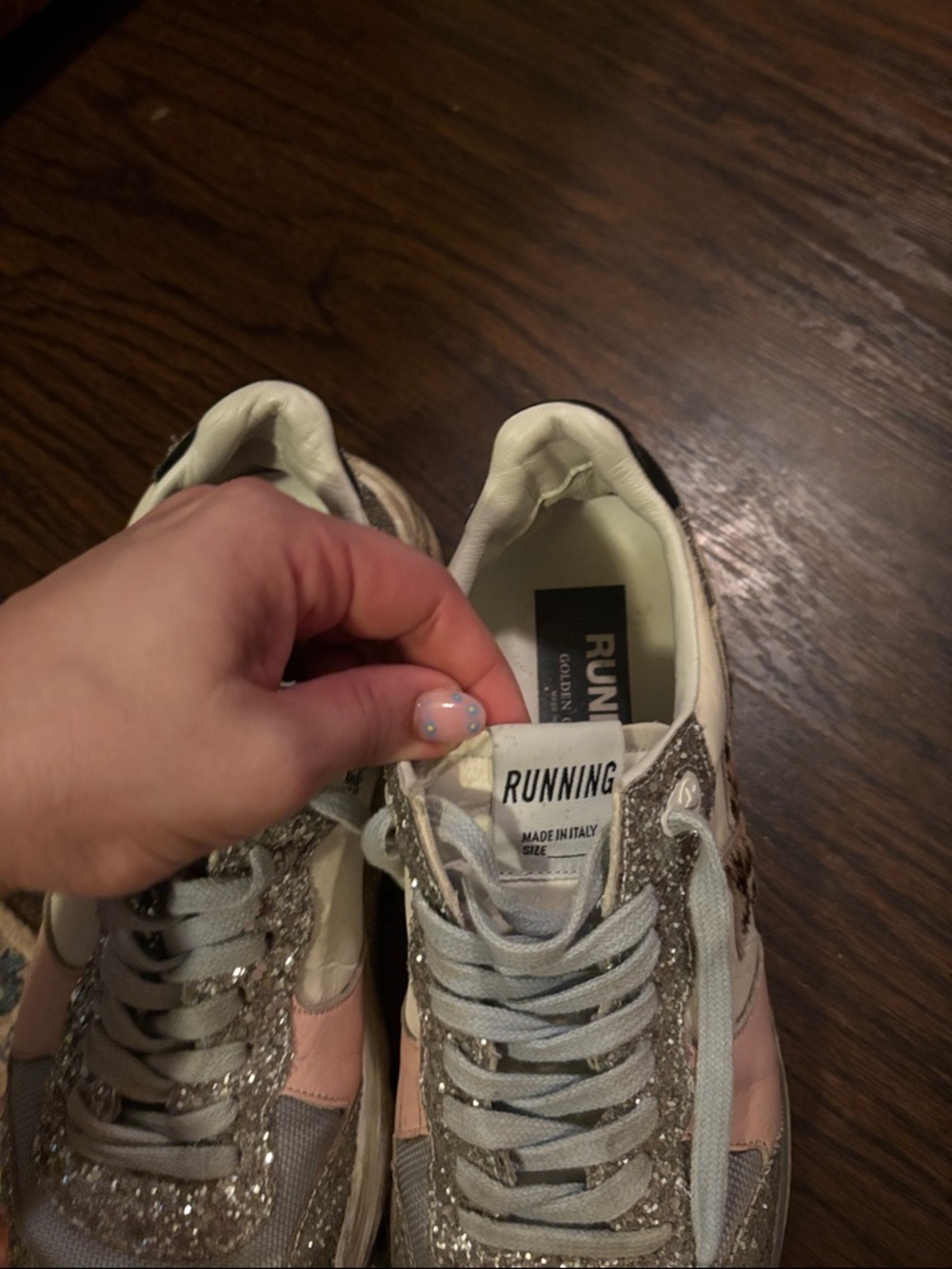 Golden Goose Pink, Silver & Cream Glitter-Accent Sneakers - Picture 6 of 8